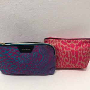 Estee Lauder Vibrant Pink and Blue Cosmetic Bag Duo